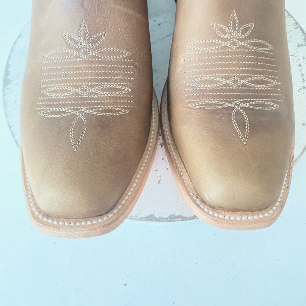 Lane RODEO HOUSTON Mens Cowboy Boots Size 15B Brown Leather Western Blunt Toe - Picture 6 of 11
